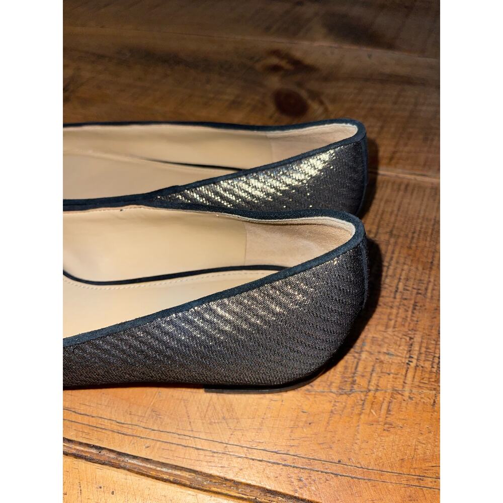 Womens Talbots Gold Metallic Black Trim Dressy Flats Bow Accent‎ Size 10 - Picture 7 of 9